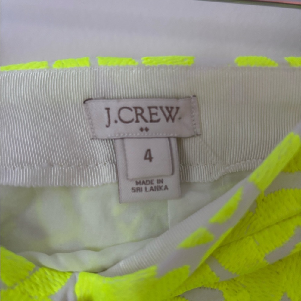 J. Crew Neon Yellow Floral A-Line Skirt - Picture 6 of 9